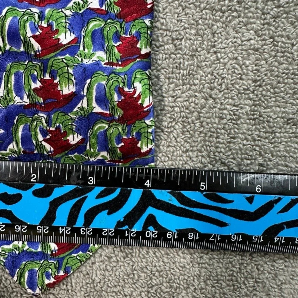 J. Garcia In the Park Collection Fifteen Silk Tie Blue Green Red Abstract 1996